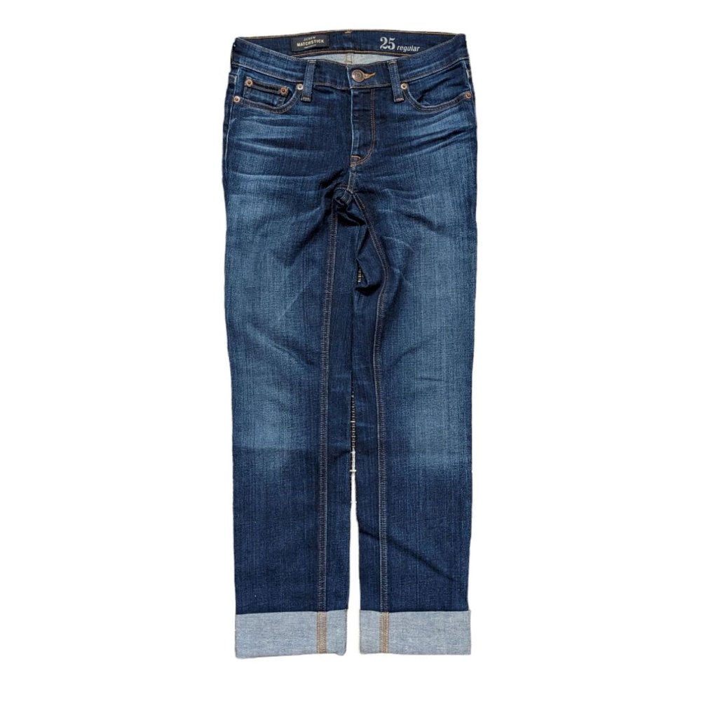 J Crew Jeans Matchstick Straight Mid Rise Boyfriend Cuffed Denim Women's size 25